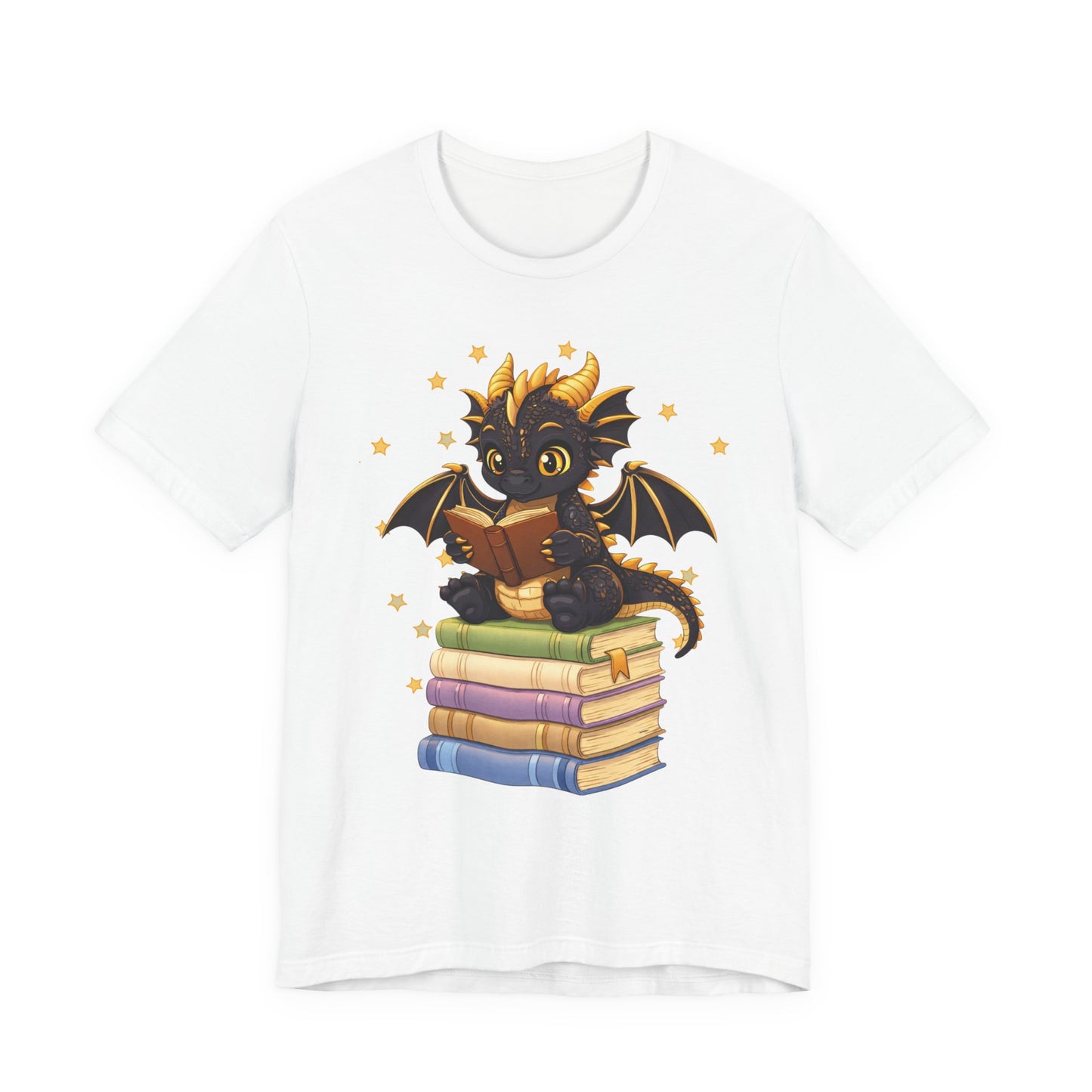 Dragon Rider Book Dragon Sitting on Books Graphic Tee