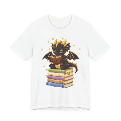 Dragon Rider Book Dragon Sitting on Books Graphic Tee