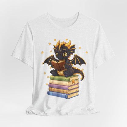 Dragon Rider Book Dragon Sitting on Books Graphic Tee