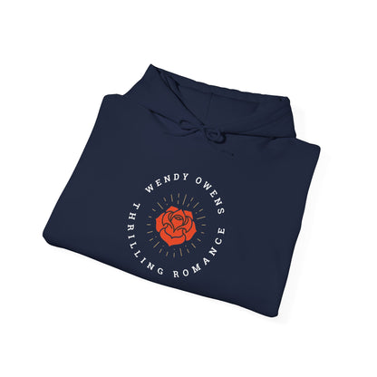 Wendy Owens Books Rose Emblem Hoodie — "Thrilling Romance" Graphic Pullover