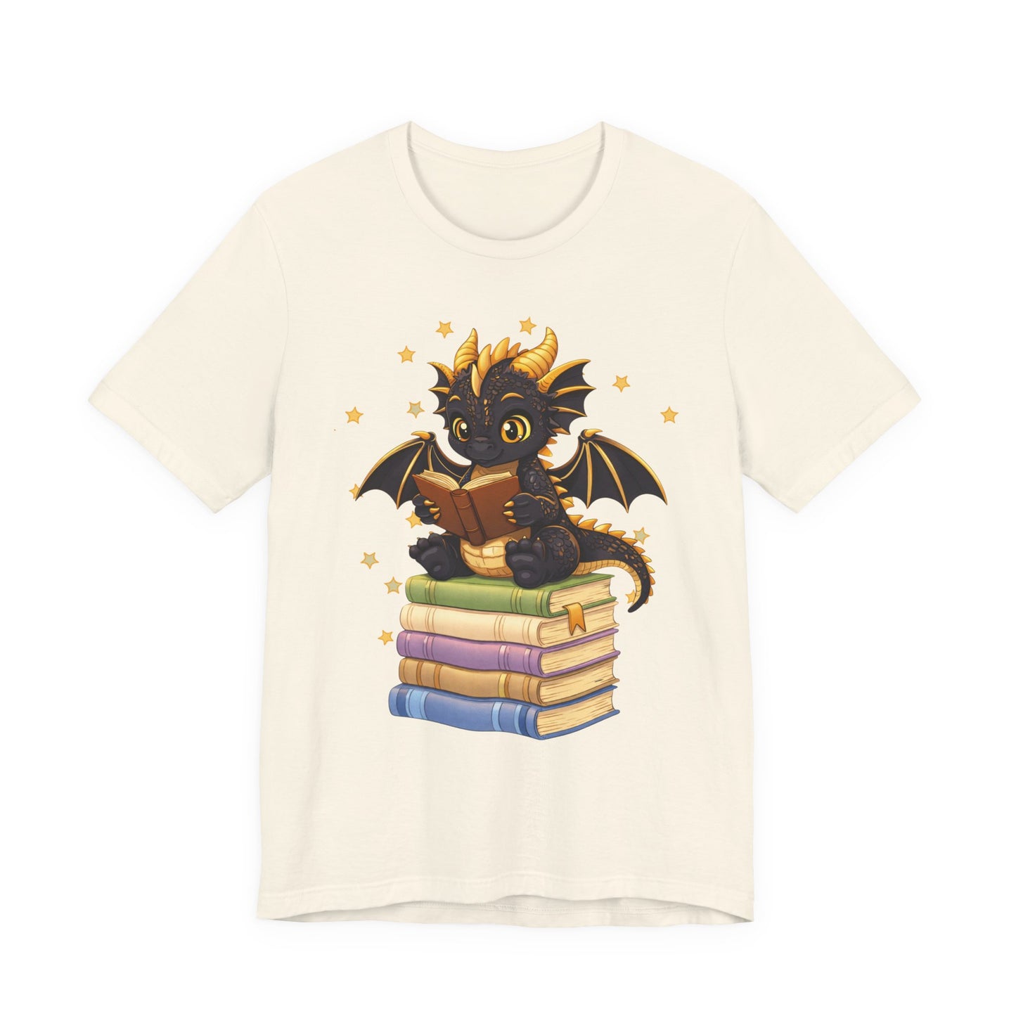 Dragon Rider Book Dragon Sitting on Books Graphic Tee