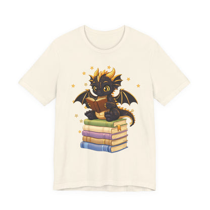 Dragon Rider Book Dragon Sitting on Books Graphic Tee