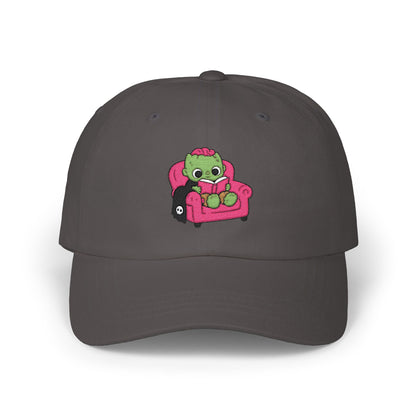 Cute Reading Zombie on Pink Armchair Embroidered Hat