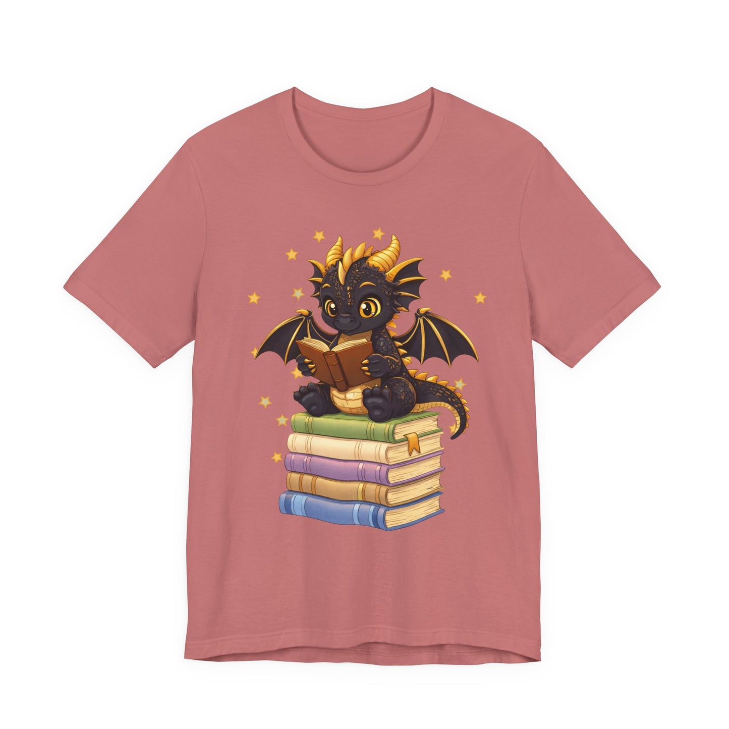 Dragon Rider Book Dragon Sitting on Books Graphic Tee