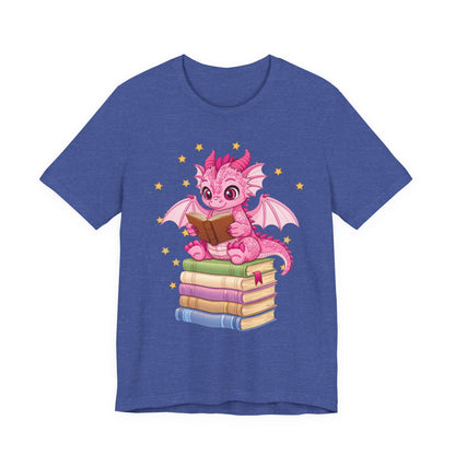 Love Book Dragon Sitting on Books Graphic Tee