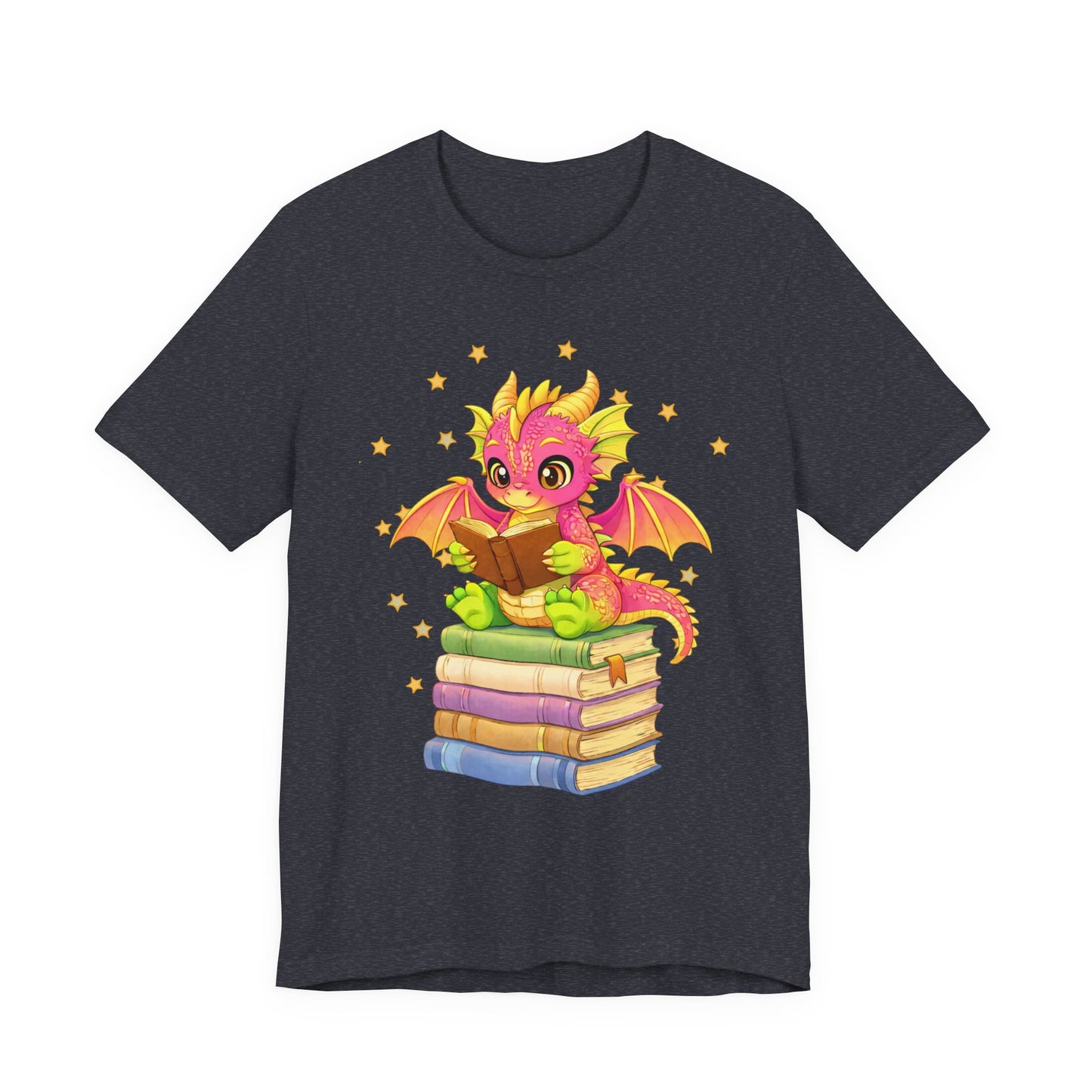 Dragon Rider Book Dragon Sitting on Books Graphic Tee