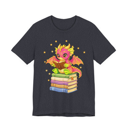 Dragon Rider Book Dragon Sitting on Books Graphic Tee