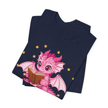 Love Book Dragon Sitting on Books Graphic Tee
