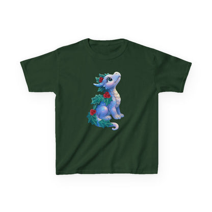Kids Holiday Dragon Tee — Cute Festive Baby Dragon with Holly