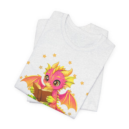 Dragon Rider Book Dragon Sitting on Books Graphic Tee