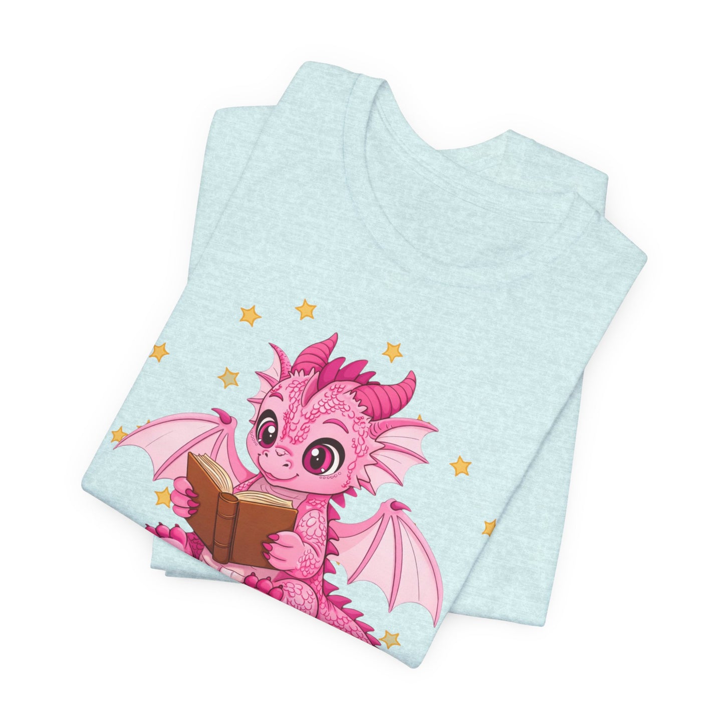 Love Book Dragon Sitting on Books Graphic Tee