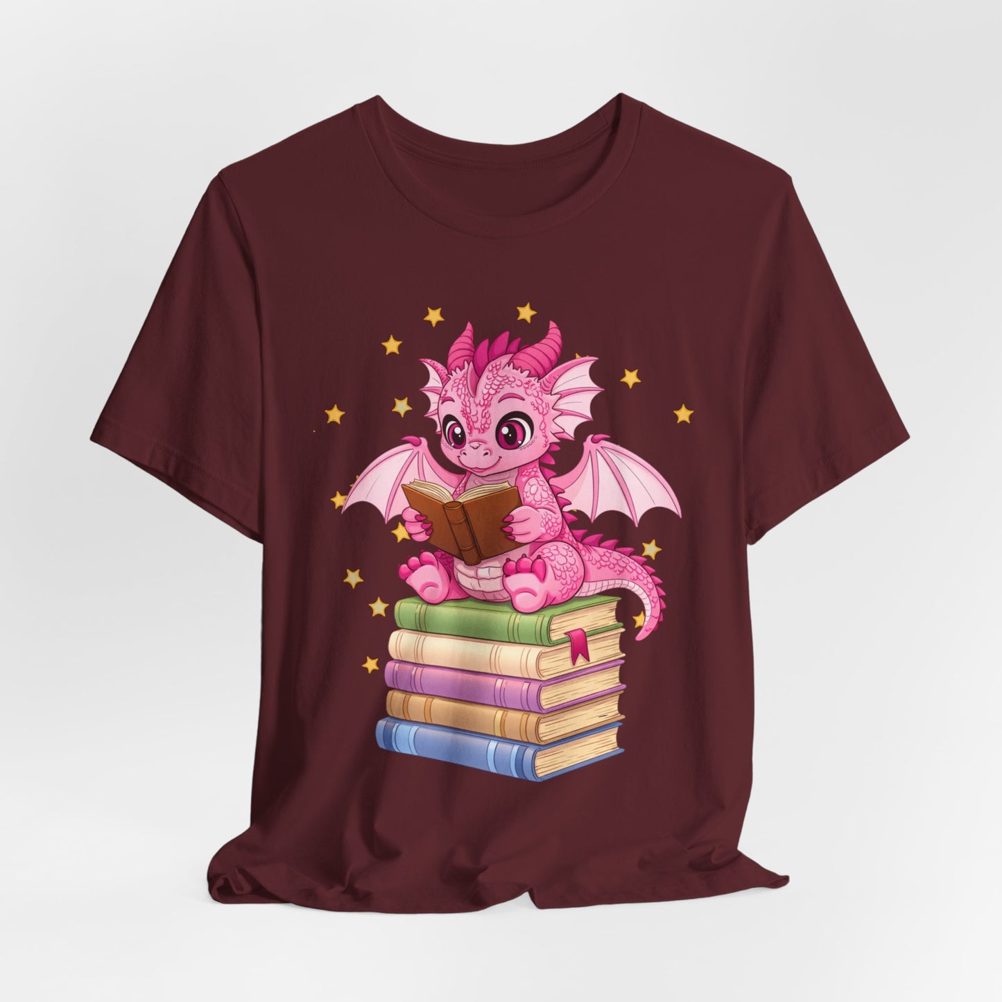 Love Book Dragon Sitting on Books Graphic Tee