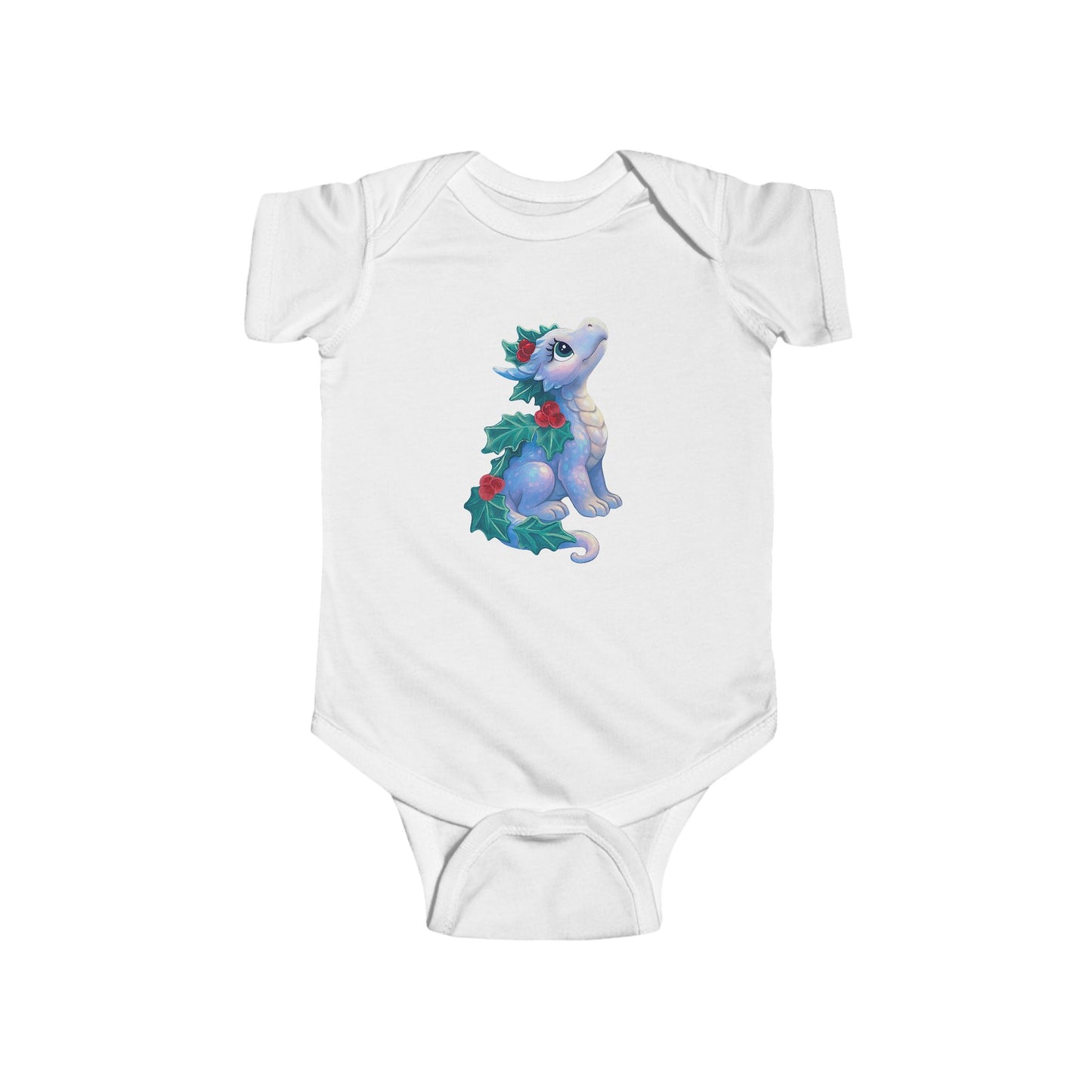 Emberly Baby Bodysuit — Cute Holiday Kitten with Holly | Infant Onesie