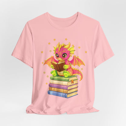 Dragon Rider Book Dragon Sitting on Books Graphic Tee