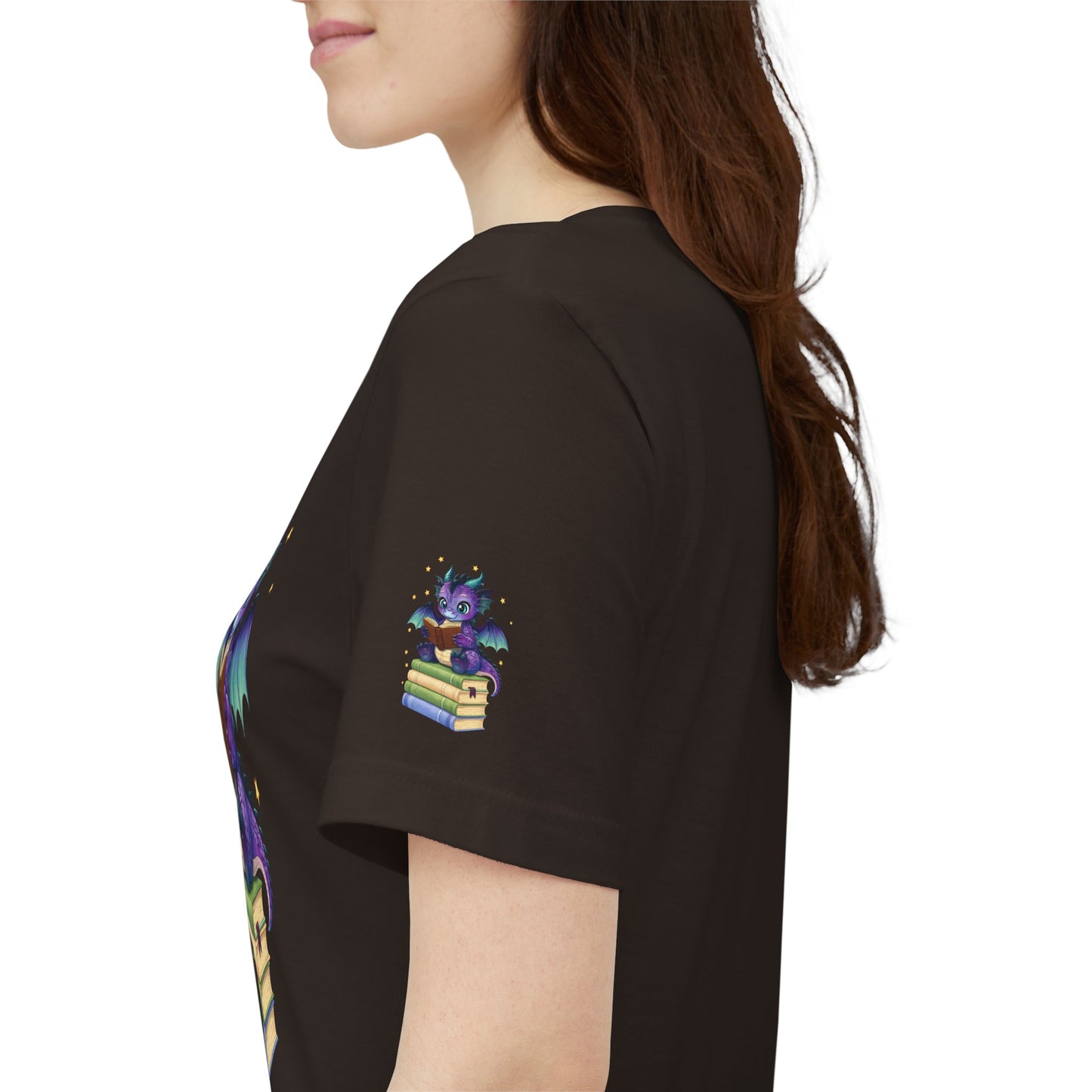 Baddie Book Dragon Sitting on Books Graphic Tee