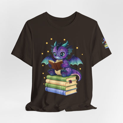 Baddie Book Dragon Sitting on Books Graphic Tee