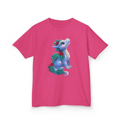 Kids Holiday Dragon Tee — Cute Festive Baby Dragon with Holly