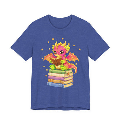 Dragon Rider Book Dragon Sitting on Books Graphic Tee