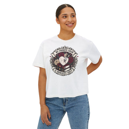 Morally Grey Reading Club Boxy Tee No Refunds on Clothing