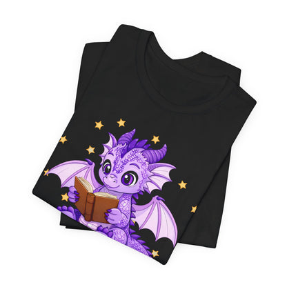 Fate Book Dragon Sitting on Books Graphic Tee