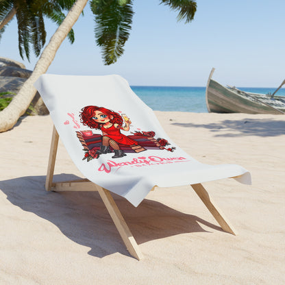 Beach Towel - 'Wendy Owens Books' Cute Redhead Reader Illustration