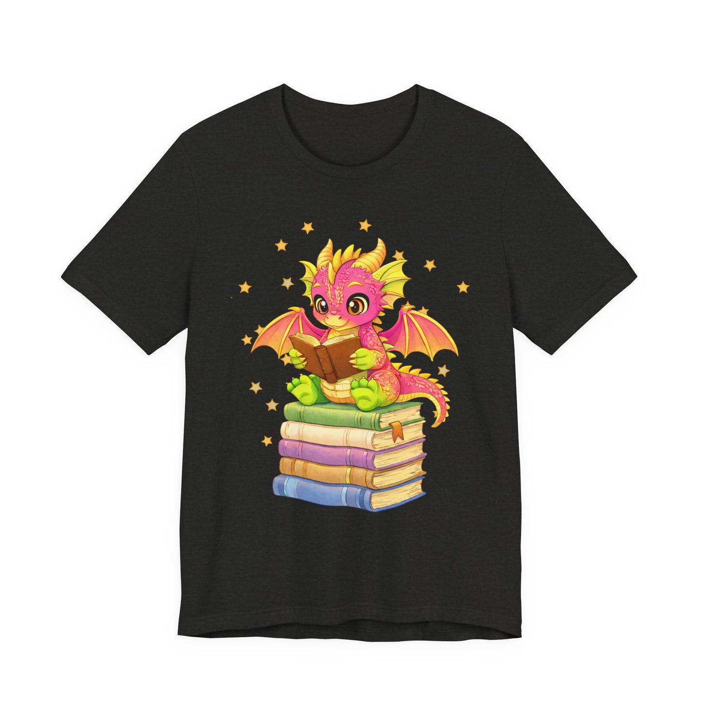 Dragon Rider Book Dragon Sitting on Books Graphic Tee