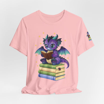 Baddie Book Dragon Sitting on Books Graphic Tee