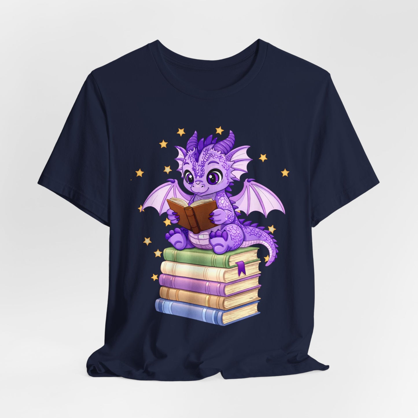 Fate Book Dragon Sitting on Books Graphic Tee