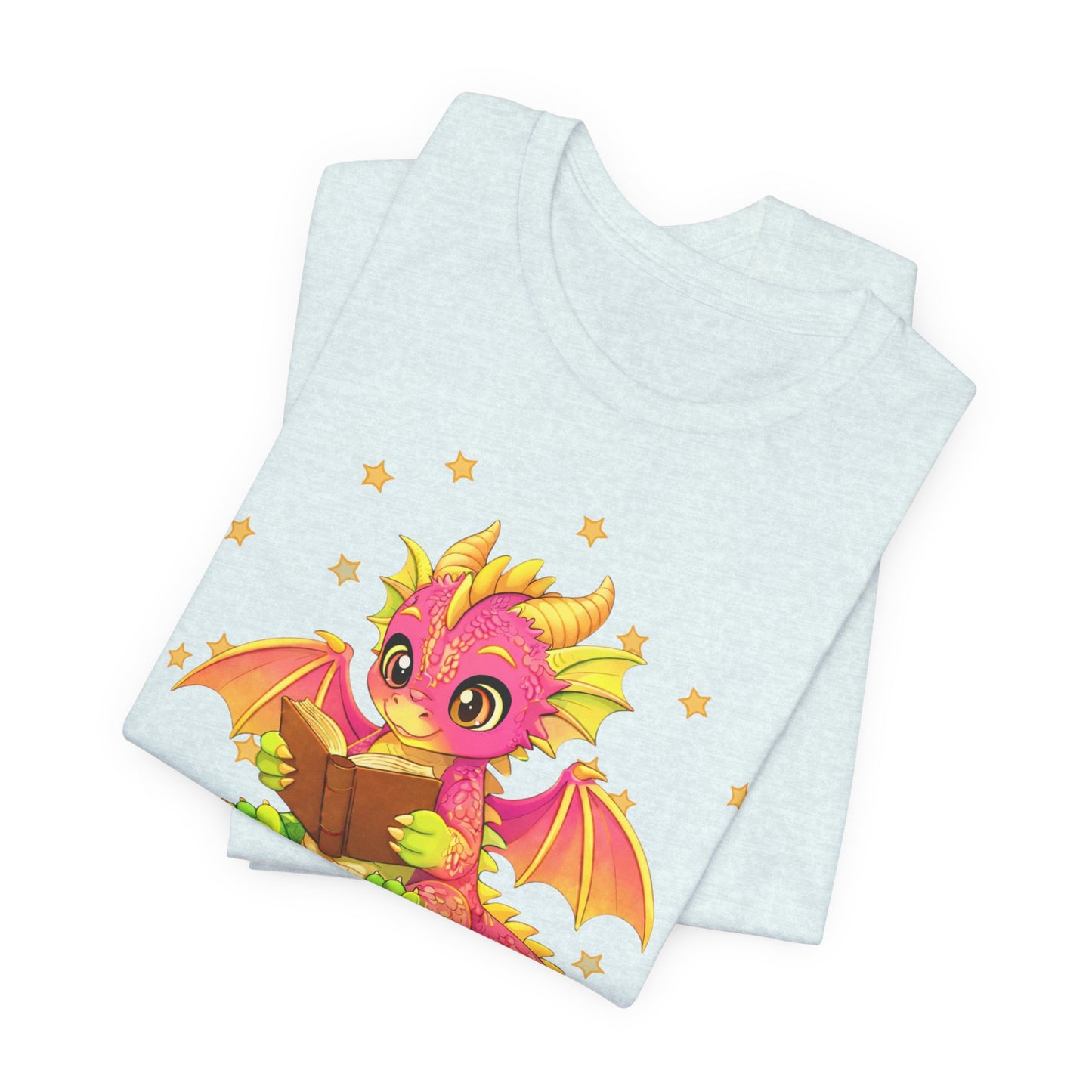 Dragon Rider Book Dragon Sitting on Books Graphic Tee