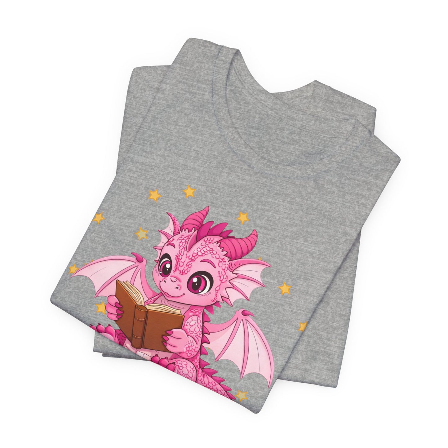 Love Book Dragon Sitting on Books Graphic Tee