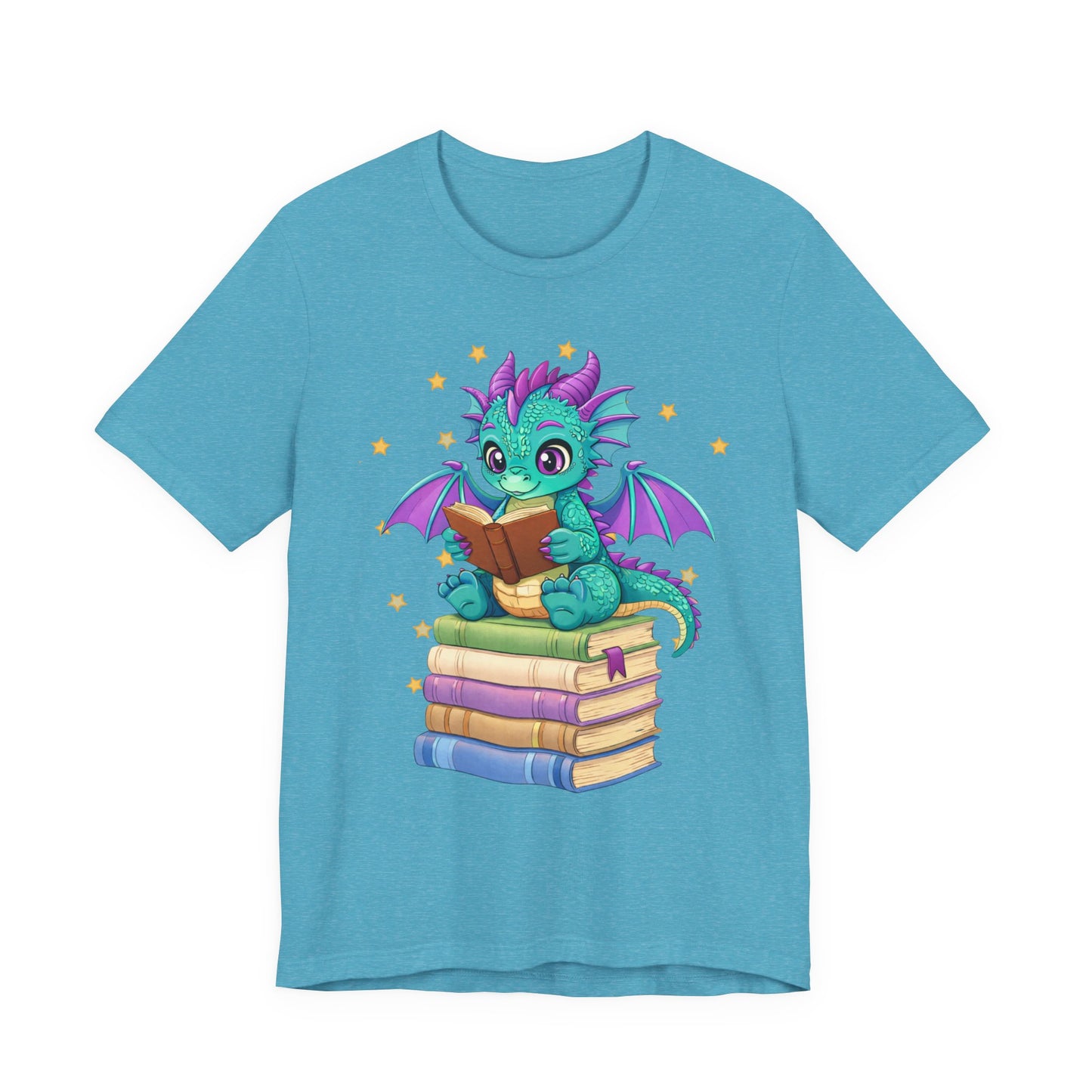 Amethyst Book Dragon Sitting on Books Graphic Tee