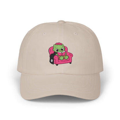 Cute Reading Zombie on Pink Armchair Embroidered Hat