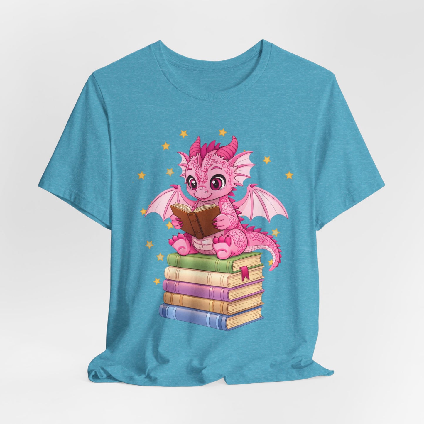 Love Book Dragon Sitting on Books Graphic Tee