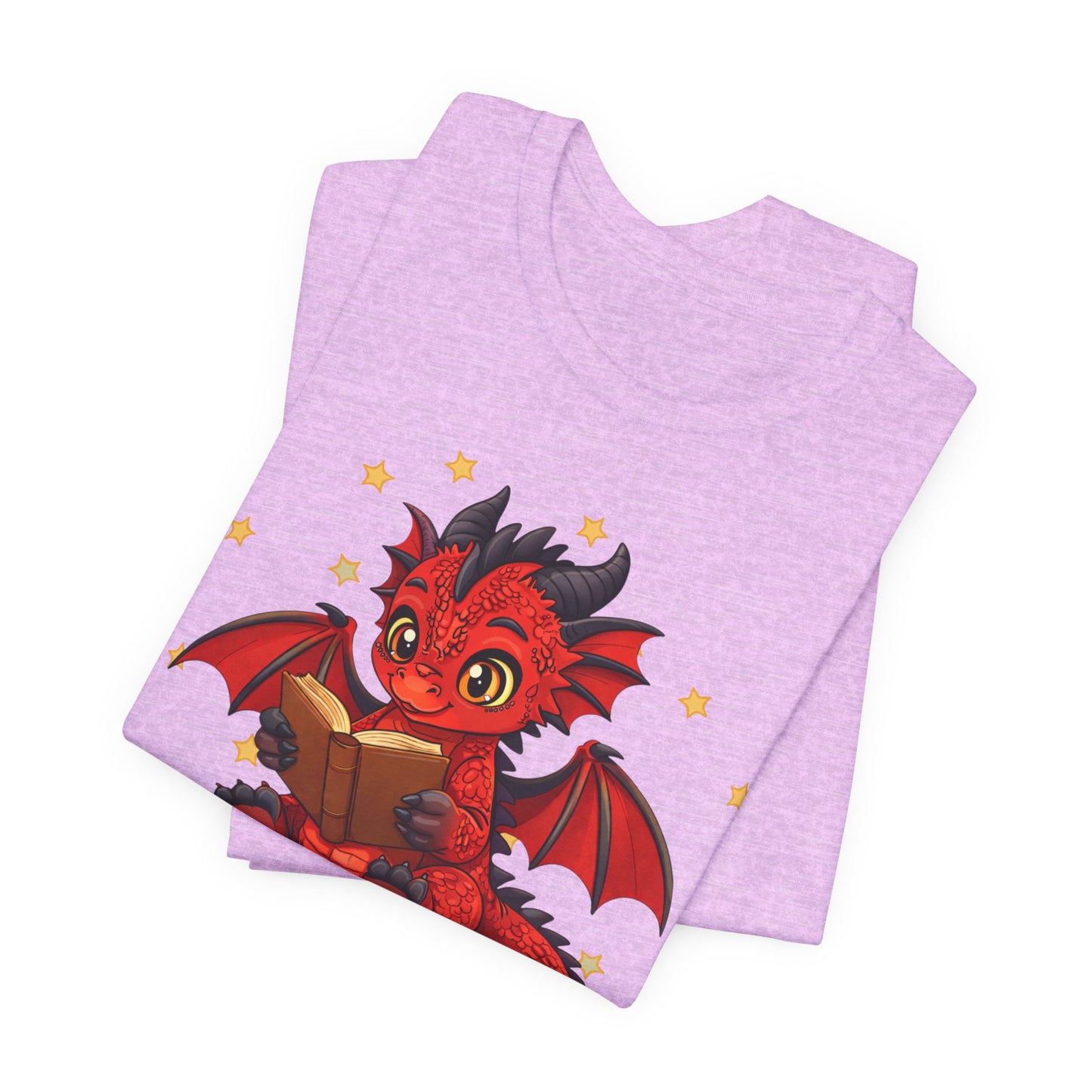 Crimson Ties Book Dragon Sitting on Books Graphic Tee