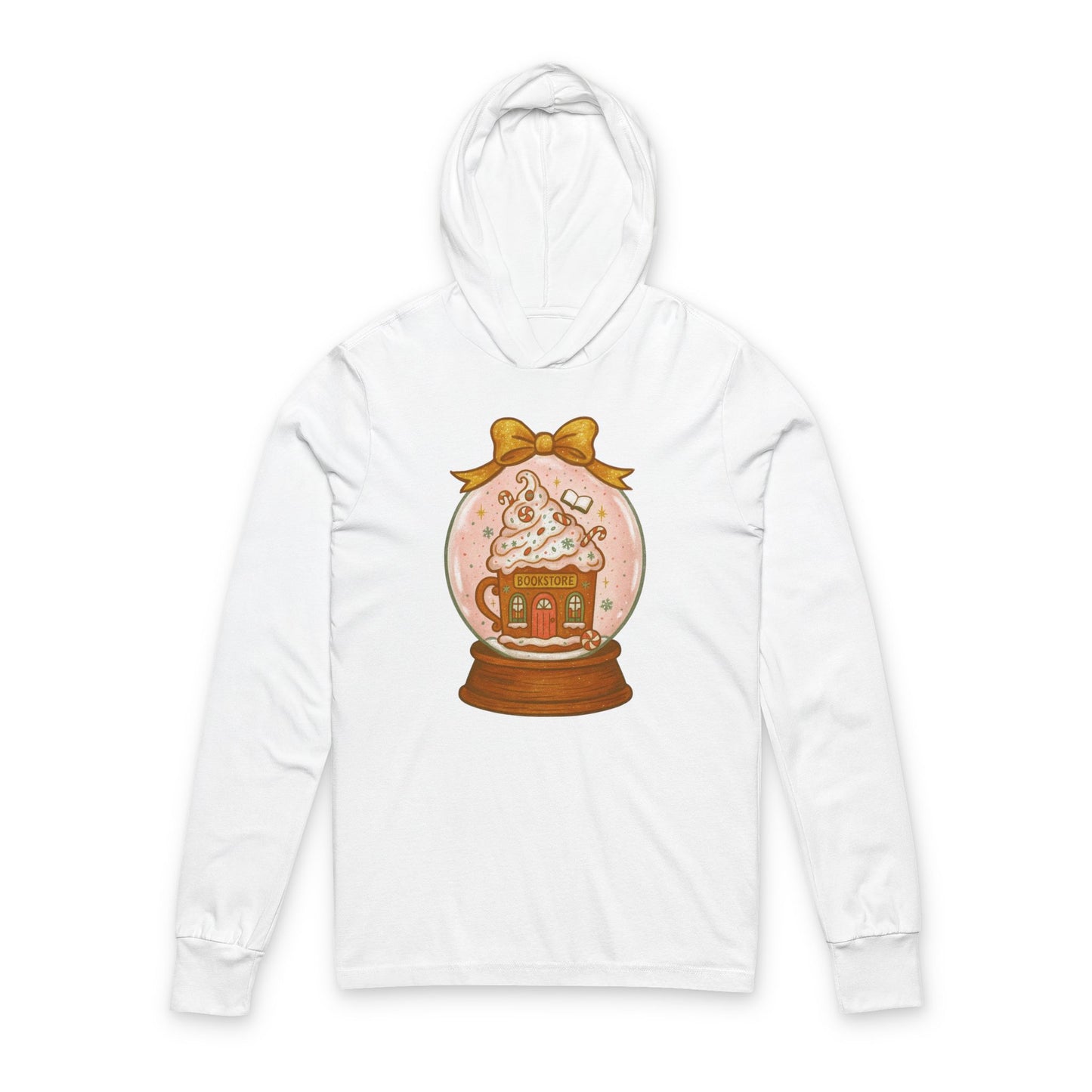 Snow Globe Bookstore  Long Sleeve Hooded Shirt