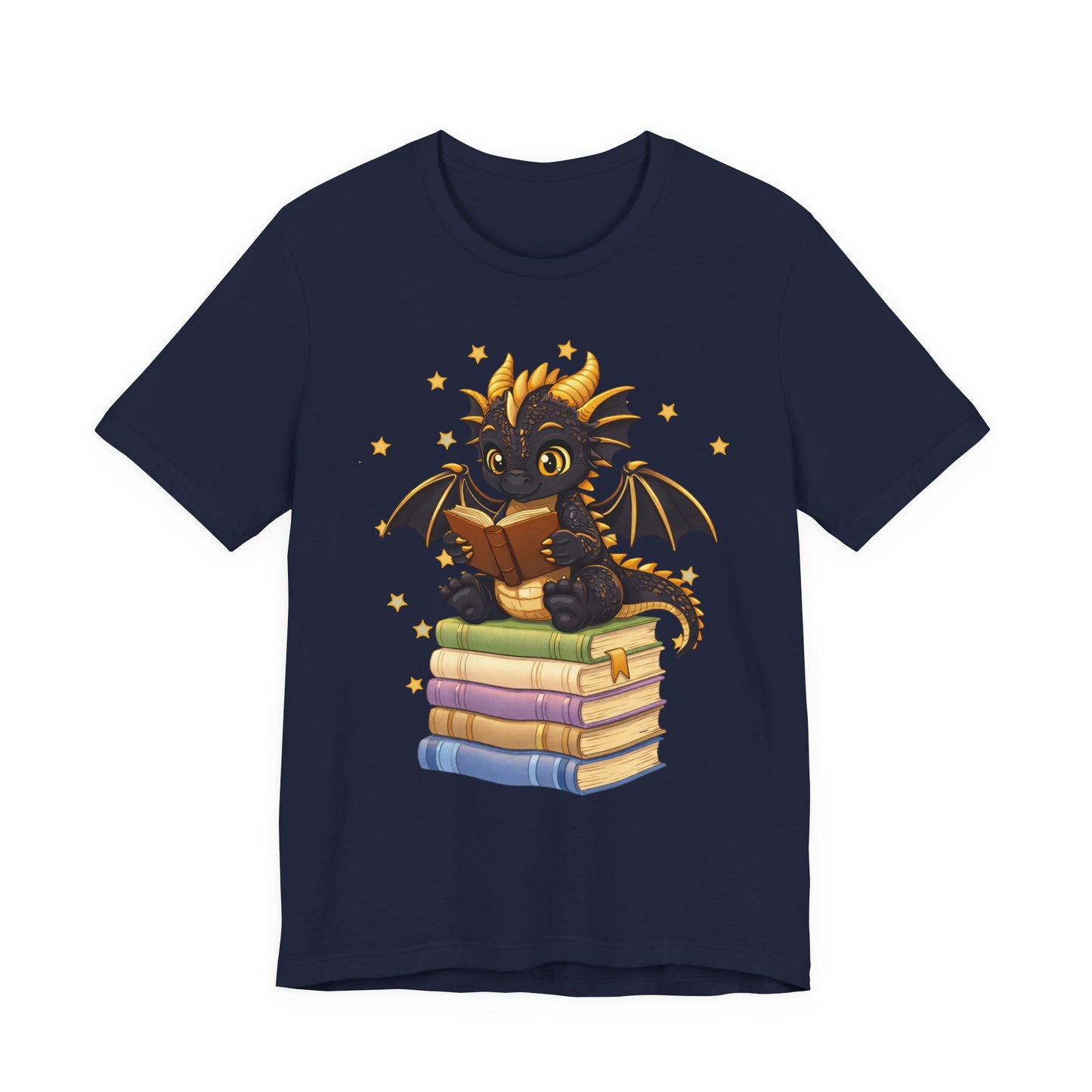 Dragon Rider Book Dragon Sitting on Books Graphic Tee