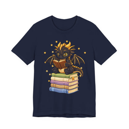 Dragon Rider Book Dragon Sitting on Books Graphic Tee