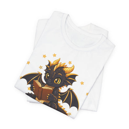 Dragon Rider Book Dragon Sitting on Books Graphic Tee