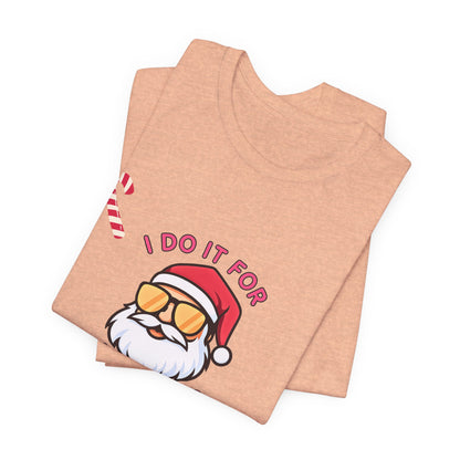 I Do It For The Ho's Santa T-Shirt — Funny Christmas Tee with Sunglasses Santa & Candy Canes