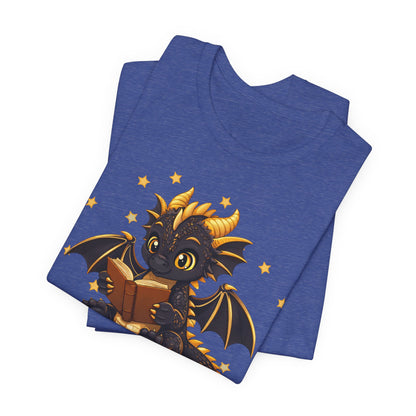 Dragon Rider Book Dragon Sitting on Books Graphic Tee