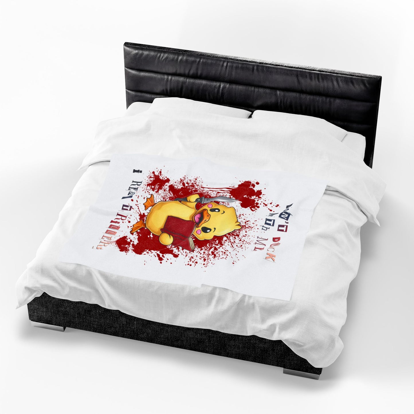 Plush Blanket — “Don’t Duck With Me, I Read Thrillers” Cute Killer Duck Thriller Throw