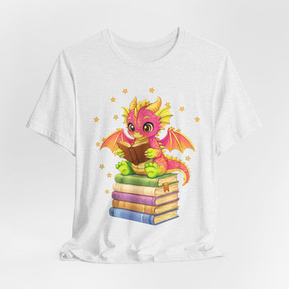 Dragon Rider Book Dragon Sitting on Books Graphic Tee
