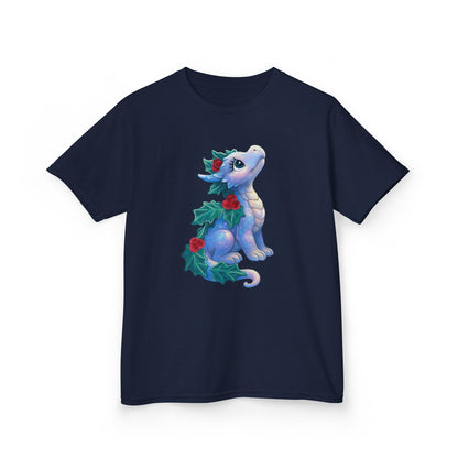 Kids Holiday Dragon Tee — Cute Festive Baby Dragon with Holly