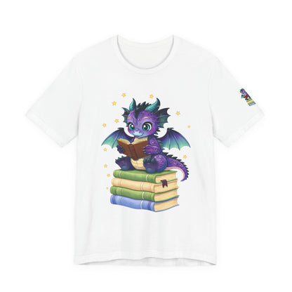 Baddie Book Dragon Sitting on Books Graphic Tee