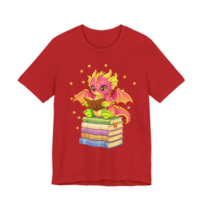 Dragon Rider Book Dragon Sitting on Books Graphic Tee