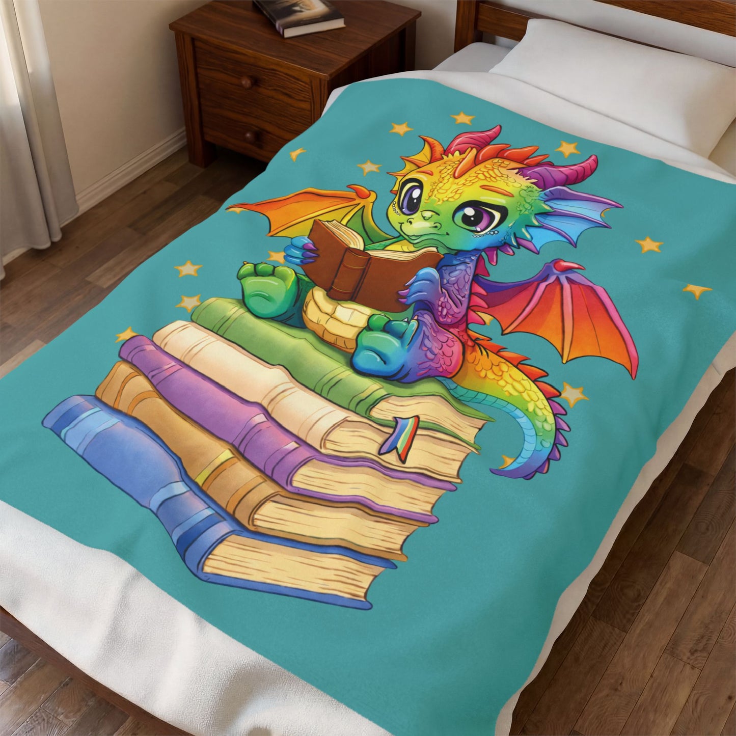 Plush Blanket of Book Dragon Jellybean