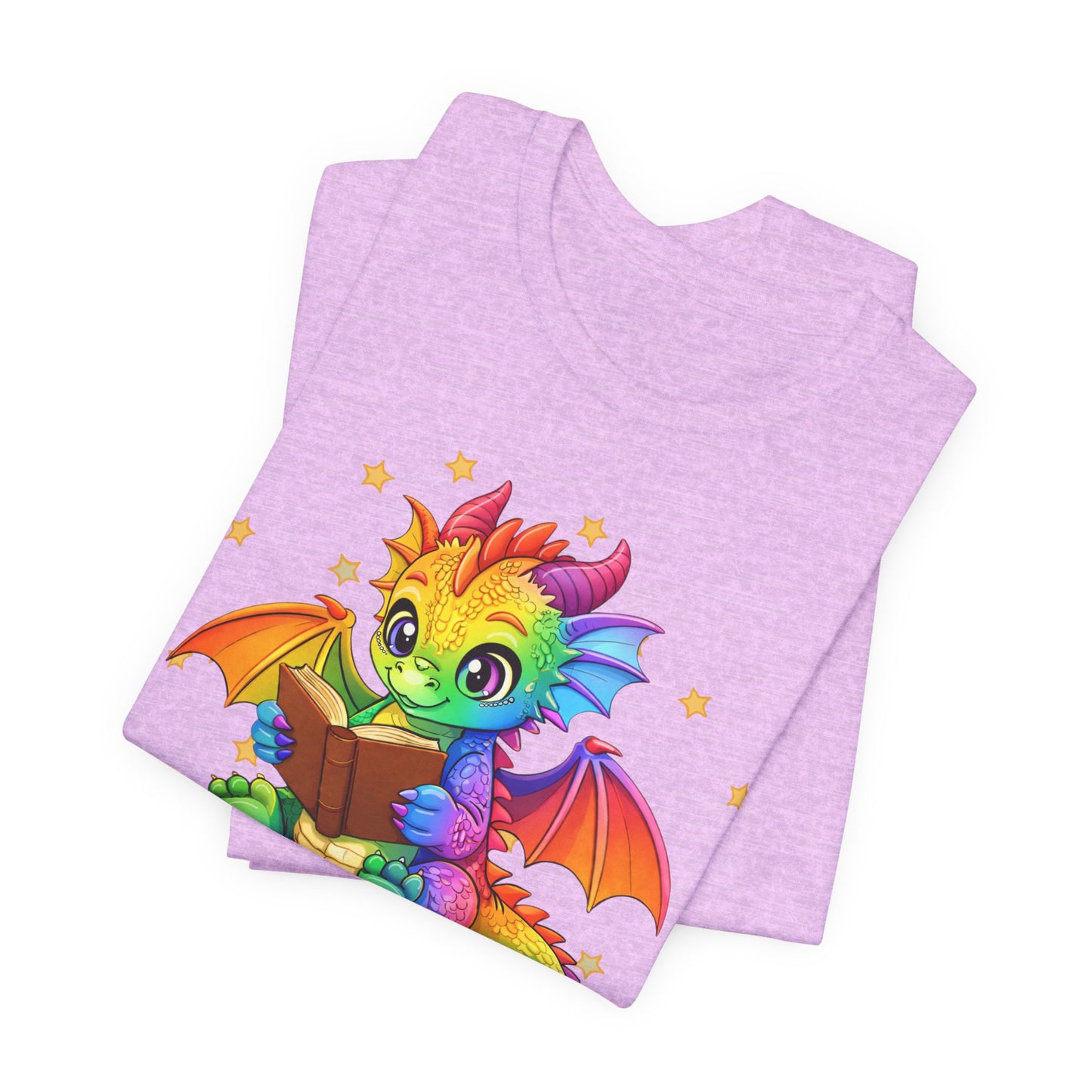 Jellybean Book Dragon Sitting on Books Graphic Tee