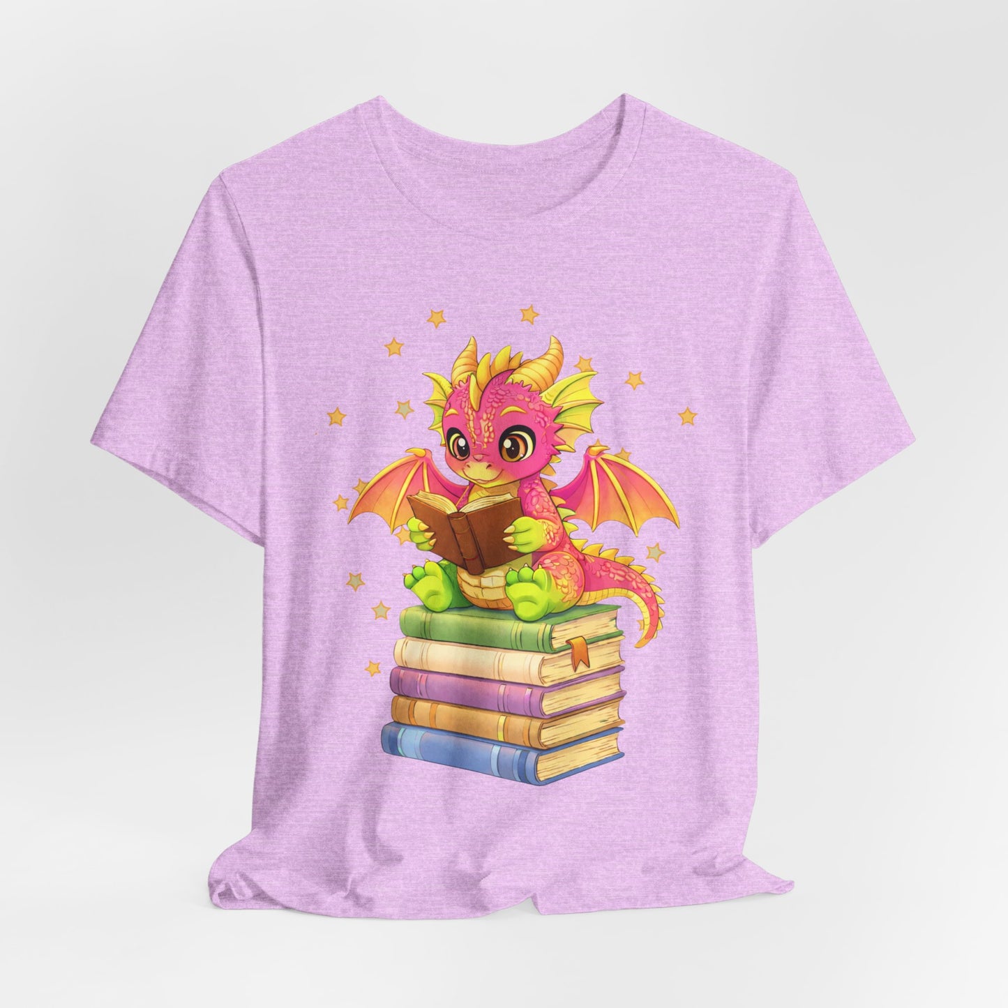 Dragon Rider Book Dragon Sitting on Books Graphic Tee