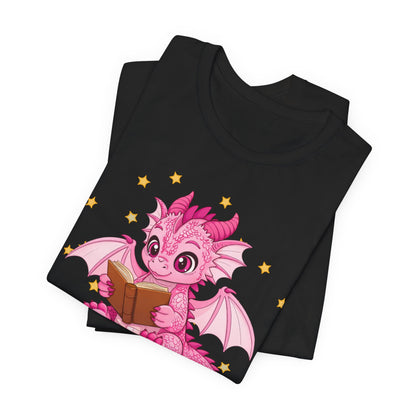 Love Book Dragon Sitting on Books Graphic Tee