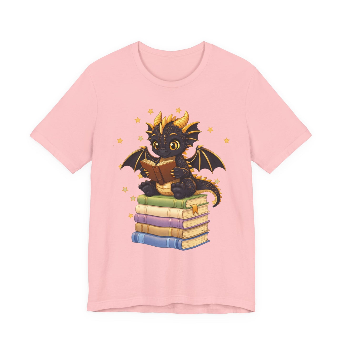 Dragon Rider Book Dragon Sitting on Books Graphic Tee